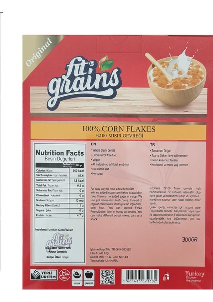 Şekersiz Corn Flakes Mısır Gevreği 300 gr fiyatları