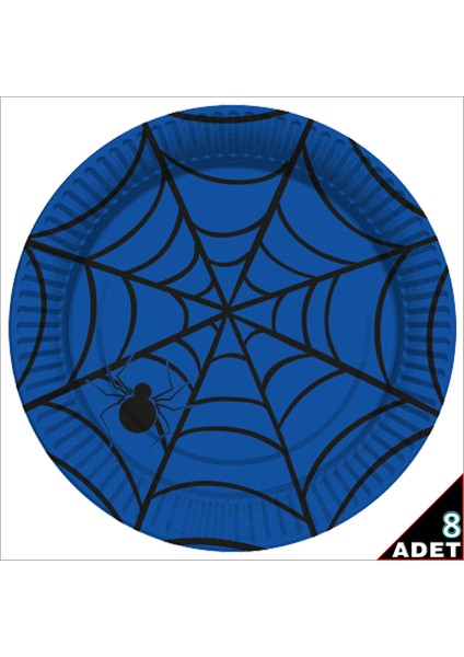 Örümcek Ağı Karton Tabak, 23CM x 8 Adet - Mavi fiyatları