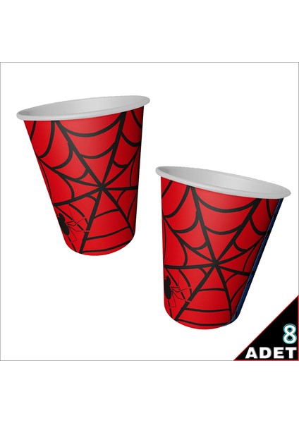 Örümcek Ağı Karton Bardak, 8 Adet - Kırmızı fiyatları