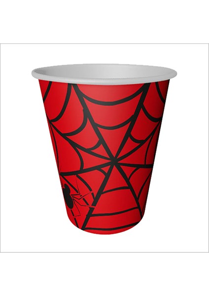 Örümcek Ağı Karton Bardak, 8 Adet - Kırmızı modelleri