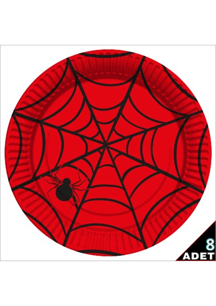Örümcek Ağı Karton Tabak, 23CM x 8 Adet - Kırmızı fiyatları