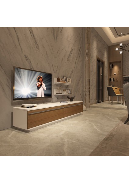 Eko 4b Mdf Std Tv Ünitesi Tv Sehpası Beyaz Ceviz
