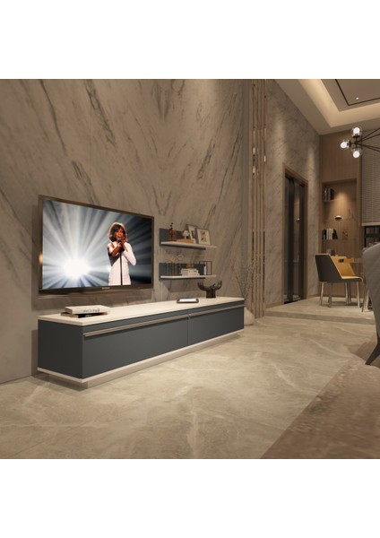 Eko 4b Mdf Std Tv Ünitesi Tv Sehpası Beyaz Antrasit