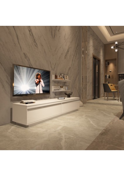 Eko 4b Mdf Std Tv Ünitesi Tv Sehpası Parlak Beyaz