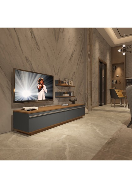 Eko 4b Mdf Std Tv Ünitesi Tv Sehpası Ceviz Antrasit