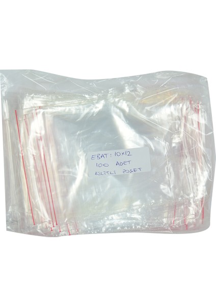 Kilitli Naylon Torba Poşet 10X12 cm Şeffaf 100 Adet 1 Paket