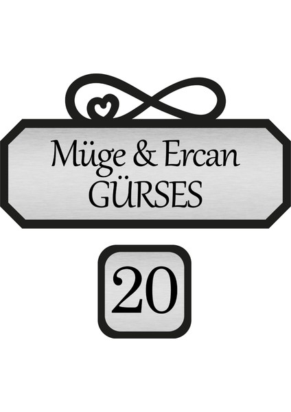 Metal Ahşap Arkalıklı Kapı Isimliği Kapı Numarası