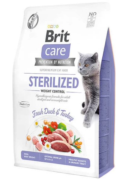 Brit Care Hipoalerjenik Sterilized Ördek ve Hindili Tahılsız Kısırlaştırımış Kedi Maması 2 kg