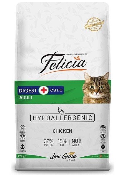Düşük Tahıllı Hipoalerjenik Tavuklu Yetişkin Kedi Maması 12 kg