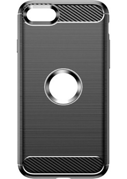 iPhone Se (2022) Brushed Carbon Fiber Silikon Kılıf - Siyah