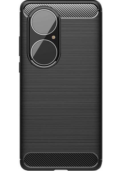 Huawei P50 Pro Brushed Carbon Fiber Silikon Kılıf - Siyah