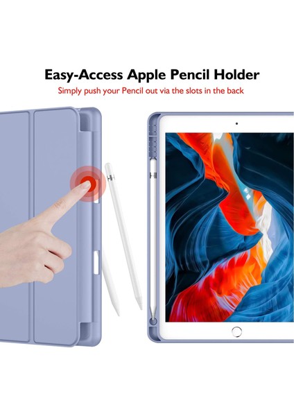 Apple İPad 8. Nesil 10.2 Kılıf Silikon Kalem Bölmeli Smart Case A2270 A2428 A2429 A2430 Lavender fiyatları