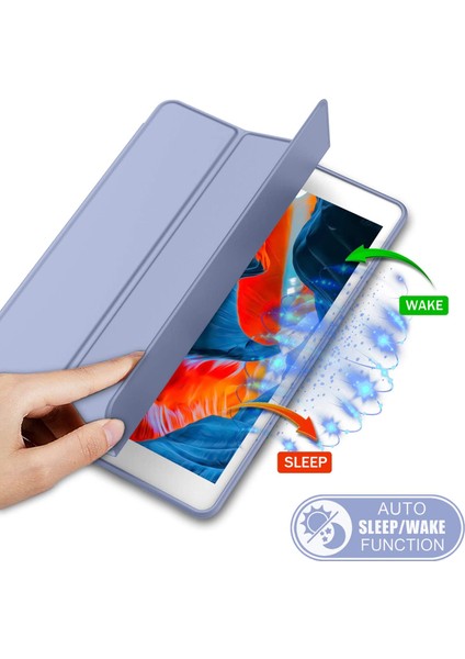 Apple İPad 8. Nesil 10.2 Kılıf Silikon Kalem Bölmeli Smart Case A2270 A2428 A2429 A2430 Lavender modelleri