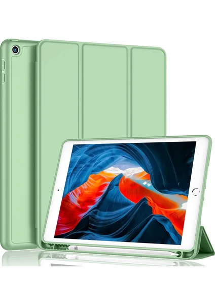 Apple İPad Pro 10.5 Kılıf Silikon Kalem Bölmeli Smart Case A1701 A1709 A1852 AçıkYeşil