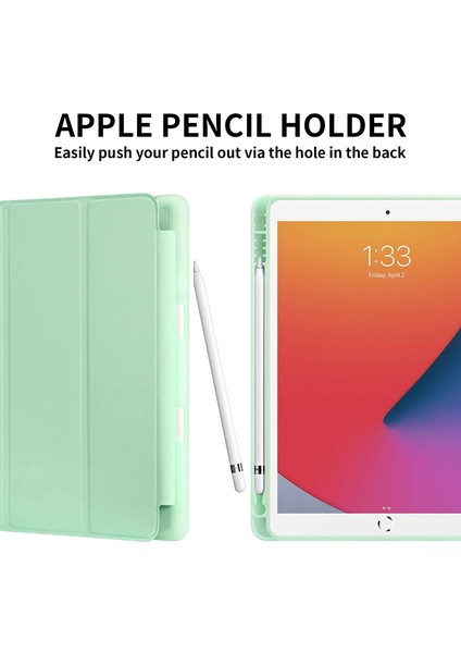 Apple İPad Pro 10.5 Kılıf Silikon Kalem Bölmeli Smart Case A1701 A1709 A1852 AçıkYeşil