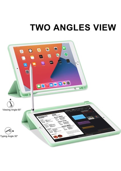 Apple İPad Pro 10.5 Kılıf Silikon Kalem Bölmeli Smart Case A1701 A1709 A1852 AçıkYeşil