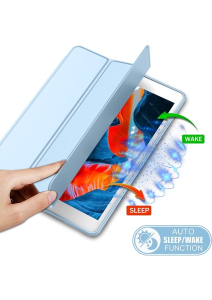 Apple İPad Pro 10.5 Kılıf Silikon Kalem Bölmeli Smart Case A1701 A1709 A1852 Mavi