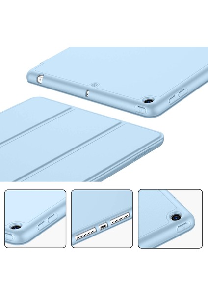 Apple İPad Pro 10.5 Kılıf Silikon Kalem Bölmeli Smart Case A1701 A1709 A1852 Mavi