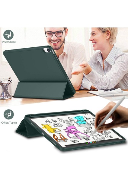 Apple iPad Air 11inç 2024 Air 4/5/6.Nesil 10.9 Kılıf Kalem Bölmeli Smart Case A2072 (10.Nesil Değildir)