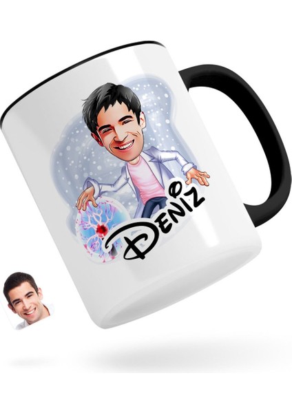 Kişiye Özel Erkek Elektrik Mühendisi Karikatürlü Siyah Kupa Bardak-1