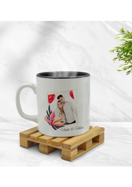 Kişiye Özel Isimli Fotoğraflı Içi Siyah Renkli Kupa Bardak Model 27