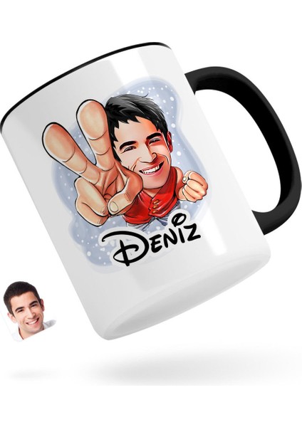 Kişiye Özel Erkek Karikatürlü Siyah Kupa Bardak-33