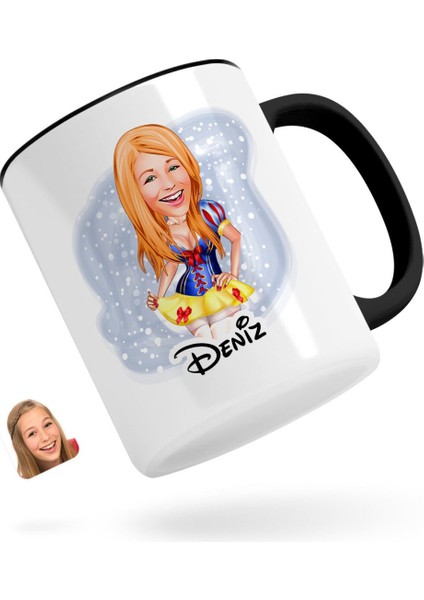 Kişiye Özel Kadın Karikatürlü Siyah Kupa Bardak