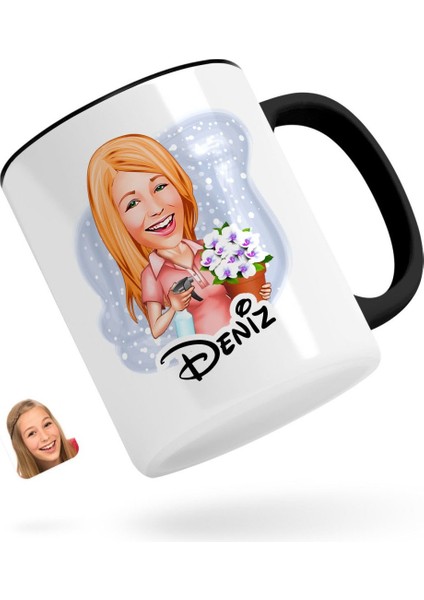 Kişiye Özel Ev Hanımı Karikatürlü Siyah Kupa Bardak-2