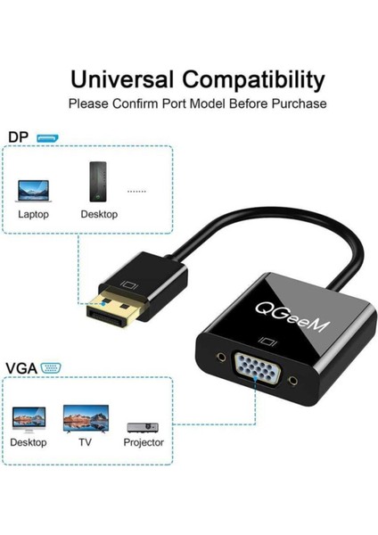 VGA To Display Port Dönüştürücü QG-HD25