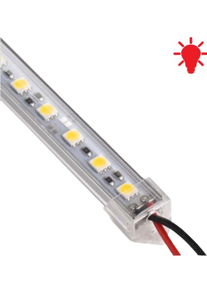 75 cm Şeffaf Alüminyum  Şerit LED Işık Aydınlatma 12 Volt Kırmızı