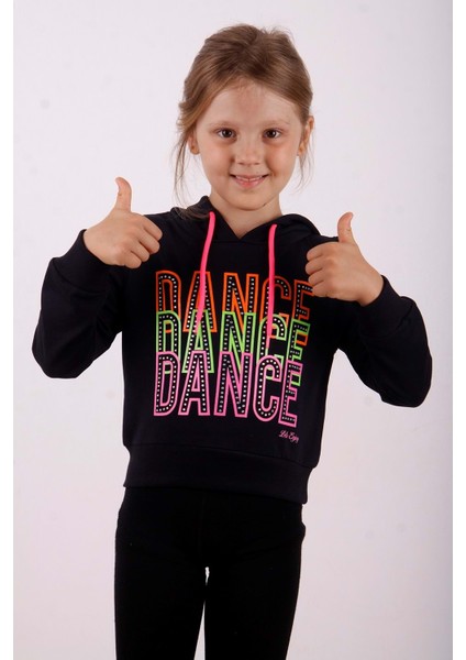 Toontoy Kız Çocuk Dance Baskılı Kapüşonlu Sweatshirt