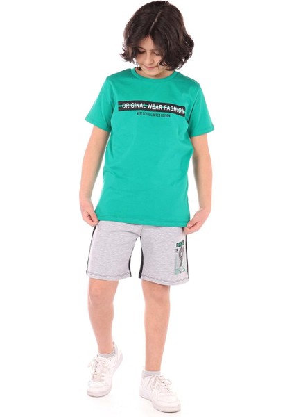 Toontoy Erkek Çocuk Önü Yazı Baskılı Şortlu Takım