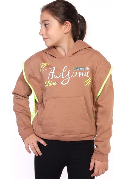 Toontoy Kız Çocuk Baskılı Kanguru Cepli Sweatshirt