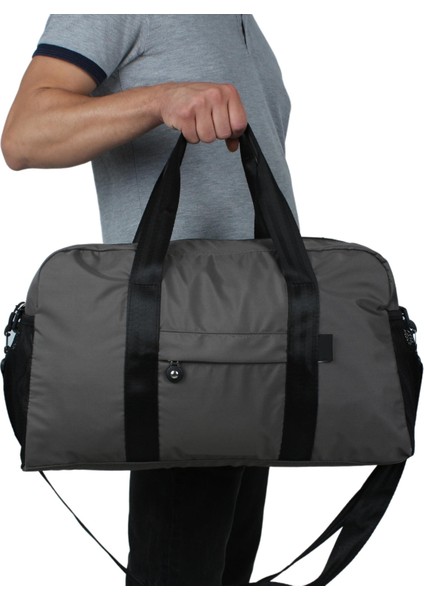 30X50X16 cm Gri Paraşut Kumaş Plaj Spor ve Seyahat Çantası
