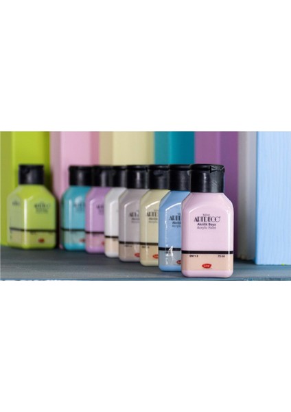 Akrilik Boya 8X75ML Pastel Smoky + Siyah 500ML + Beyaz 50 indirimleri