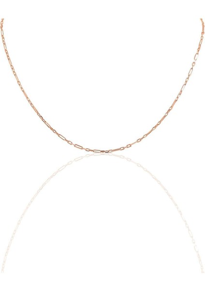 925 Ayar Gümüş Rose Gold Kaplama Aralıklı Figaro Zincir Kolye