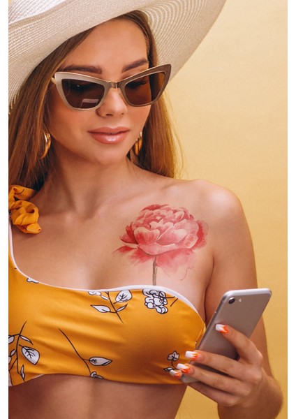 Pembe Gül - 2 Geçici Dövme,geçici Tattoo ,vücut Dövme,kol Bilek Dövme,boyun Dövme,sırt Dövme