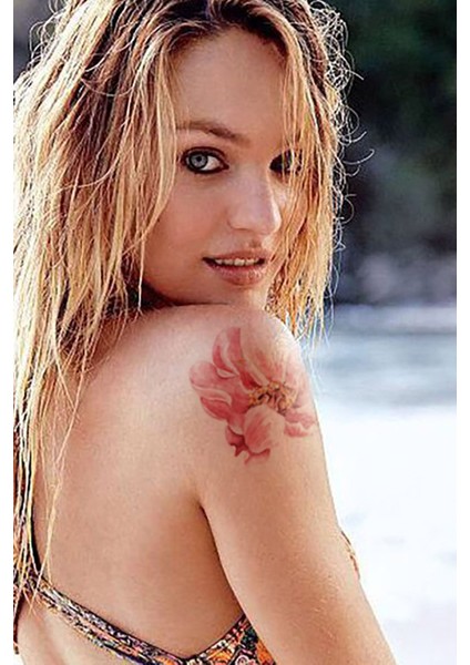 Pembe Açan Çiçek Geçici Dövme,geçici Tattoo ,vücut Dövme,kol Bilek Dövme,boyun Dövme,sırt Dövme
