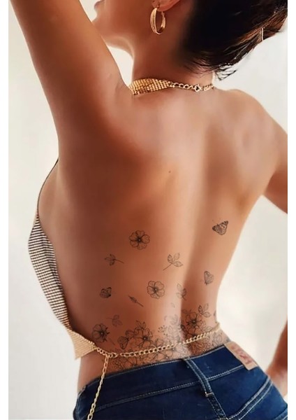 Snake, Rose Çiçekler ve Kelebek Geçici Dövme,geçici Tattoo ,vücut Dövme,kol Bilek Dövme,boyun Dövme,sırt Dövme