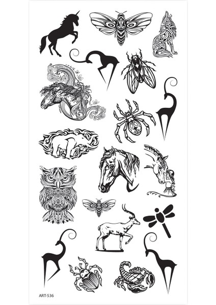 Artikel Animals -2 Geçici Dövme,geçici Tattoo ,vücut Dövme,kol Bilek Dövme,boyun Dövme,sırt Dövme fiyatları