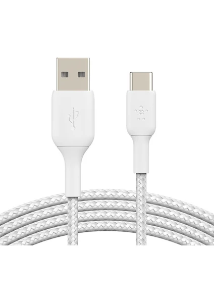 USB Type-C Örgülü Data & Hızlı Şarj Kablosu 1m Beyaz CAB004BT1MWH2PK