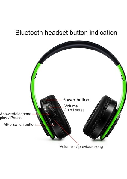 LPT660 Katlanır Müzik Bluetooth Kulaklık Desteği Tf Kart Yeşil (Yurt Dışından)