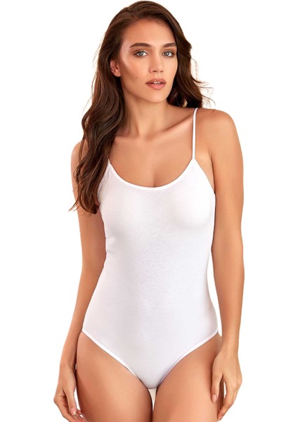 Kadın 2'li Pamuk Çıtçıtlı Ip Askılı Body 2081 | Beyaz