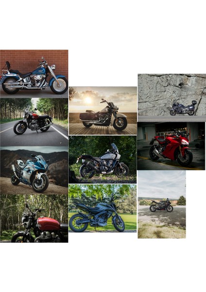 Motosiklet Temalı Poster Duvar Kağıdı Seti