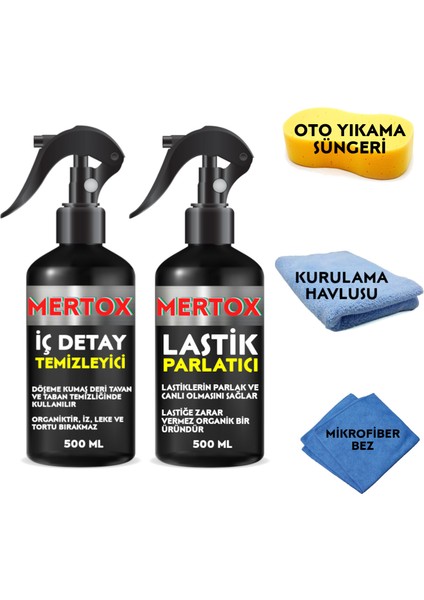 Otomobil Araç Araba Oto Temizlik Seti Iç Detay Temizleyici + Lastik Parlatıcı 2X500ML