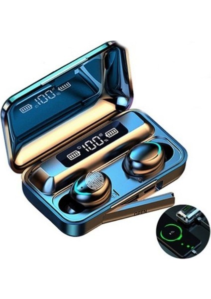 Bluetooth Kulaklık Kulakiçi Powerbankli Çift Mikrofonlu Dokunmatik Kablosuz Kulaklık Earbuds Tws F9-5