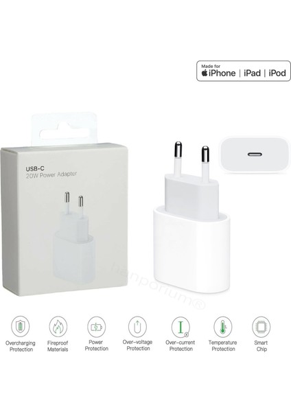 Apple iPhone 12 Pro Max Uyumlu Type-C To Lightning Pd Hızlı Şarj Cihazı / Şarj Aleti 20W (Şarj Başlığı Adaptör)