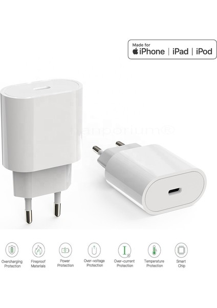 Apple iPhone 12 Pro Max Uyumlu Type-C To Lightning Pd Hızlı Şarj Cihazı / Şarj Aleti 20W (Şarj Başlığı Adaptör)