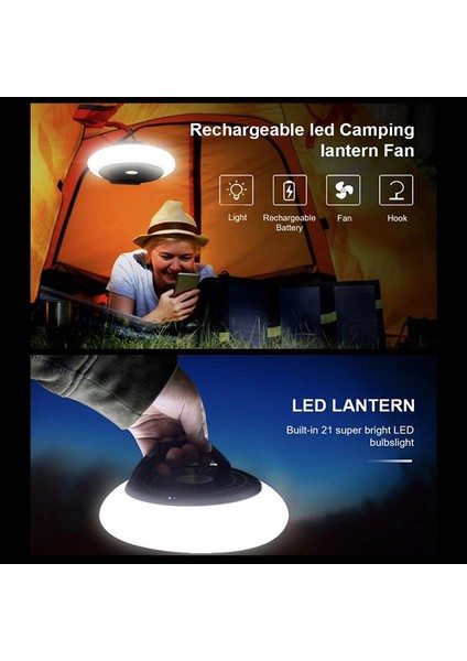 TW-8003 2 Inç LED Işık Kamp Fan Siyah (Yurt Dışından)