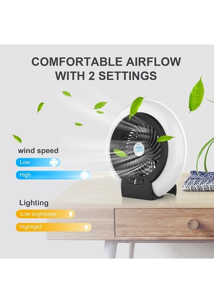 TW-8003 2 Inç LED Işık Kamp Fan Siyah (Yurt Dışından)